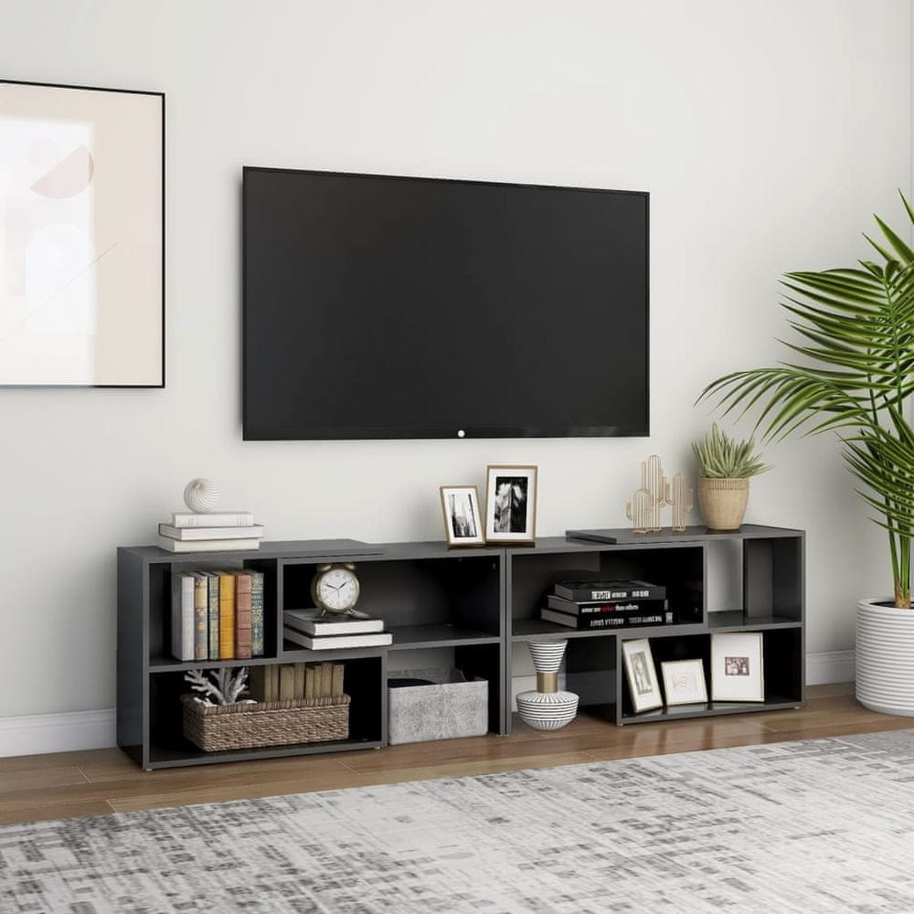 Vidaxl TV skrinka lesklá sivá 149x30x52 cm drevotrieska